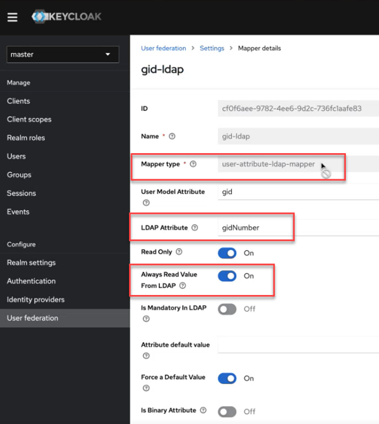 Using LDAP Mappers Gid Mapper 