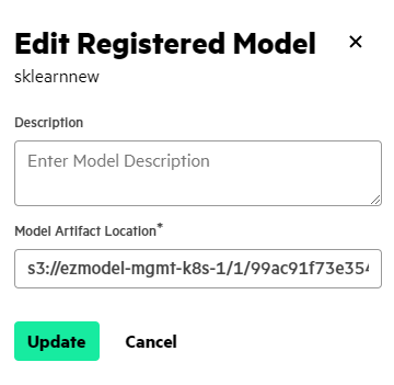 Edit Registered Model side-drawer