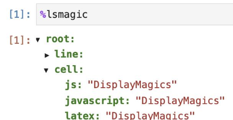 Sample output of notebook %lsmagic command