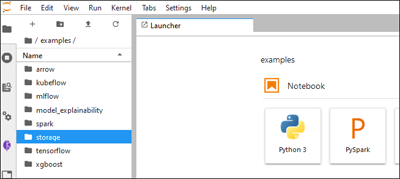 Examples folders in a notebook
