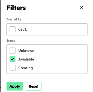 Status Filters side drawer