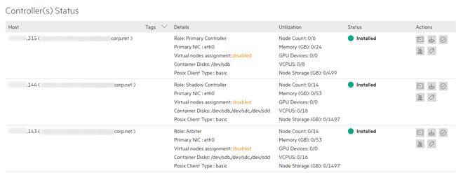 HA hosts added to Controller(s) Status