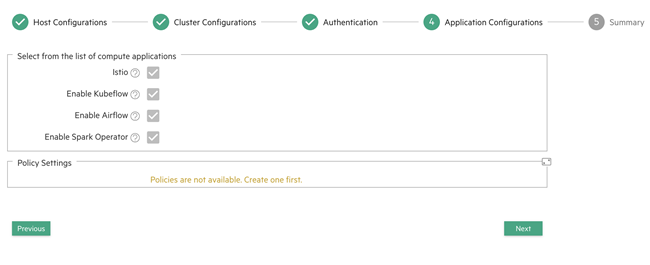 Application Configuration Screen